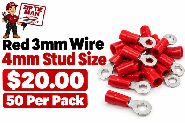 Red 3mm Wire  4mm Stud Size